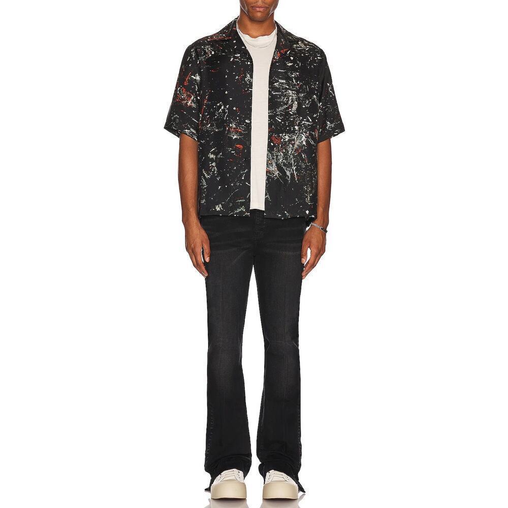 Amiri Men's Black Paint Splatter silk Shirt XS & wool Pants Size IT40